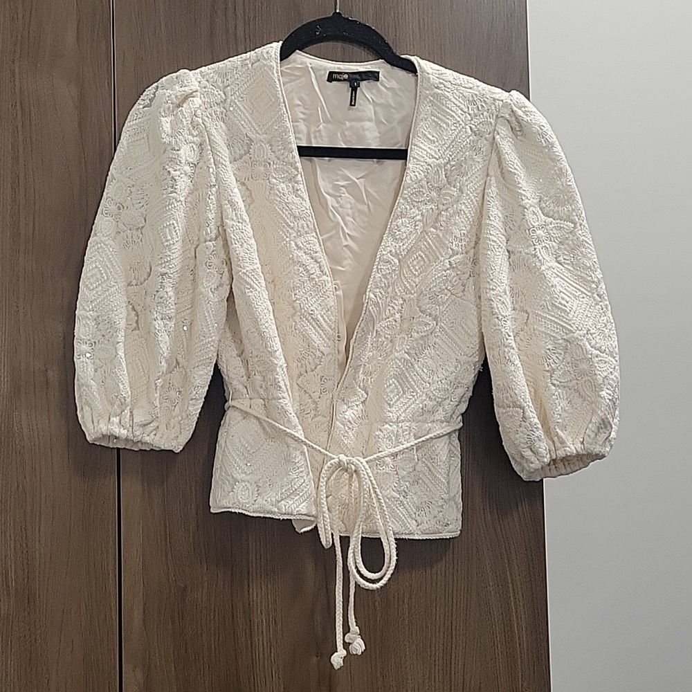Maje-Lichet Sequined Tie-Waist Top-Size Small - Picture 7 of 17